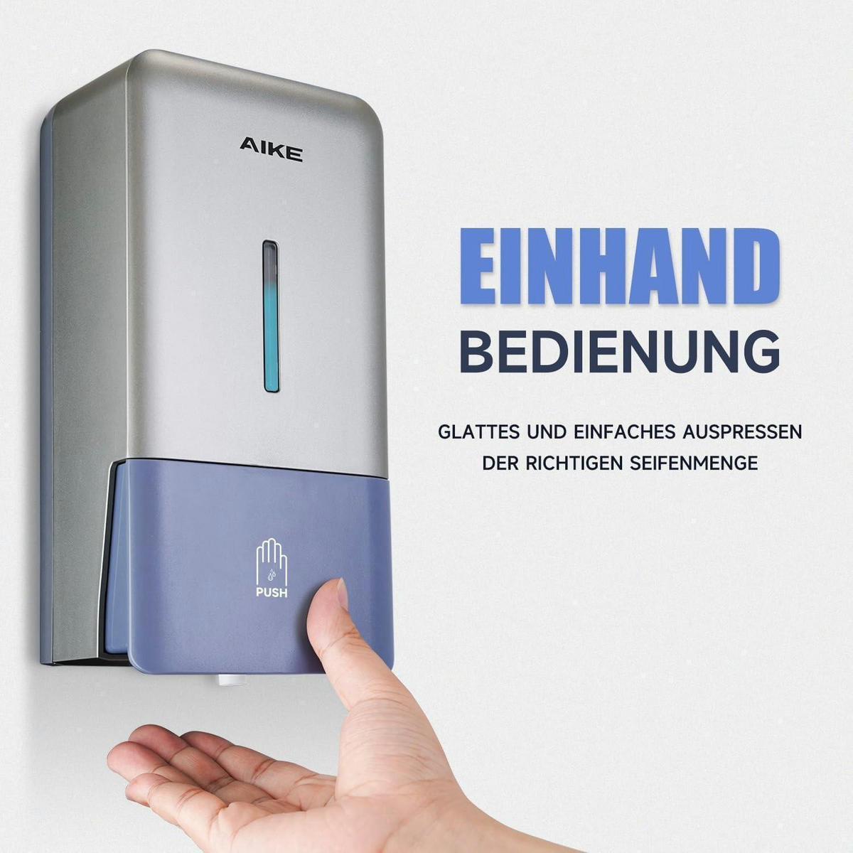 SEIFENSPENDER Wandmontage ohne Bohren 800ML Silber Grau - Silberfarben, Kunststoff (10.6/25.9/12.7cm)
