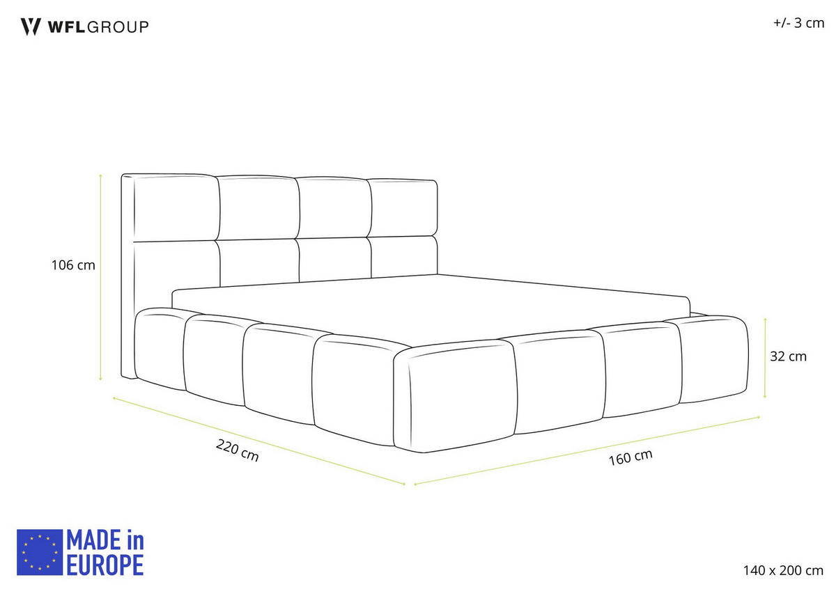 POLSTERBETT Tivio mit Bettkasten, Grau Samt 140x200 cm - Birkefarben/Schwarz, Holz/Holzwerkstoff (140/200cm) - WFL GROUP
