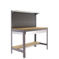 WERKBANK BUFFALO mit Werkzeugwand, Schubfach und Ablage | HxBxT 84x90x61cm | Traglast 400kg | Grau - Grau, Metall (90/84/61cm) - PROREGAL