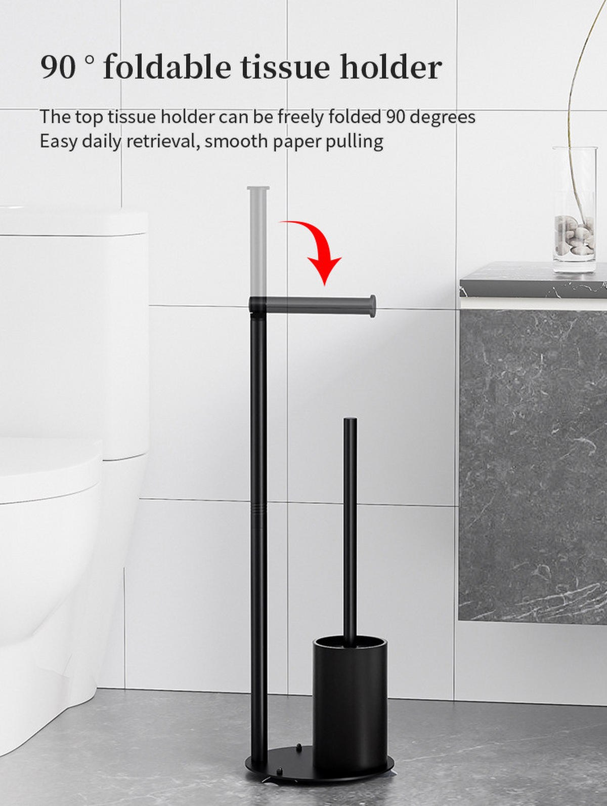 WC-BÜRSTENHALTER – 2-in-1 (Schwarz) 17 x 51 cm - Schwarz, Metall (17/51/17cm)