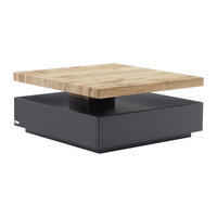 COUCHTISCH drehbar - 1 Schublade - MDF - Anthrazit & Holzfarben - KYRIA - Anthrazit, Holz (80/80/36cm) - Vente-Unique