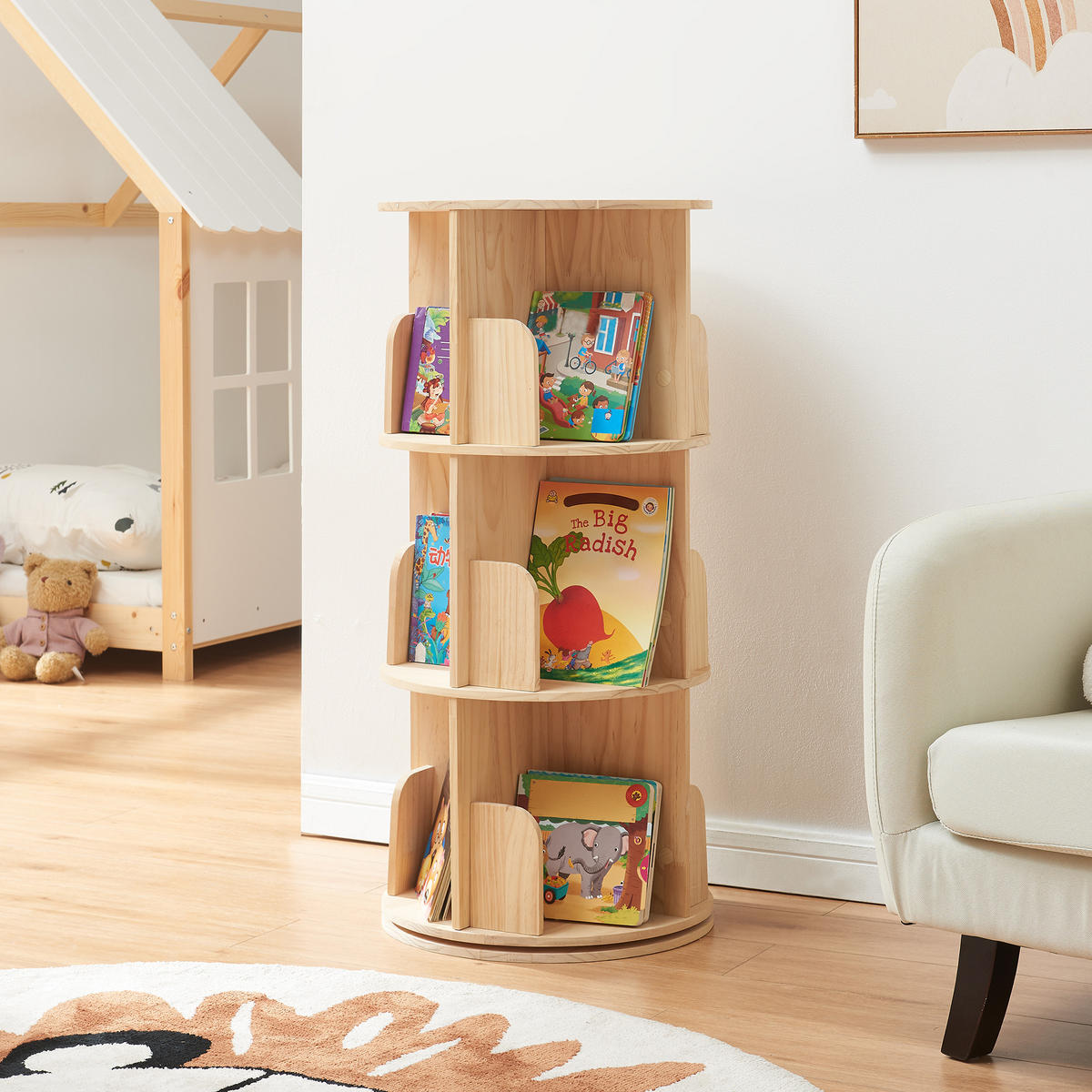 KINDERREGAL Chasek - Naturfarben, Holz (44/95/44cm) - [en.casa]