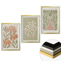 WANDBILDER 3er Set - 40x60 cm Goldrahmen - Florale Boho-Muster - Goldfarben, Kunststoff (40/60cm) - ArtPrintCave