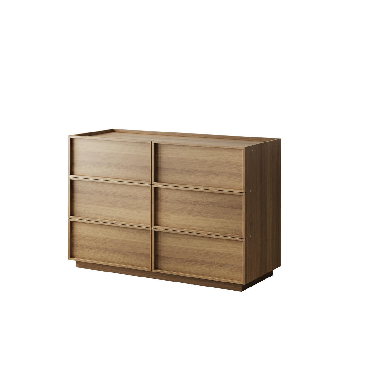 KOMMODE 115/48/78 cm in Eichefarben mit 6 Schubladen und griffloser Front - Eichefarben, Holzwerkstoff (115/78/48cm) - BEAOK