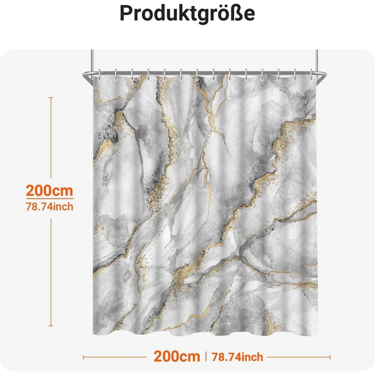 DUSCHVORHANG Marmoroptik 200 x 200 cm Wasserabweisend Waschbar - Multicolor, Textil (200/200cm)