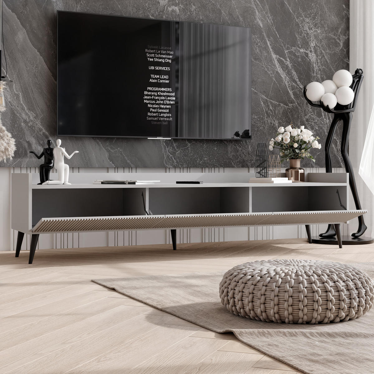 TV-LOWBOARD SCALA stehend, 180 cm Kaschmir - Kaschmir/Schwarz, Holzwerkstoff/Metall (180/45/41cm) - Idohome