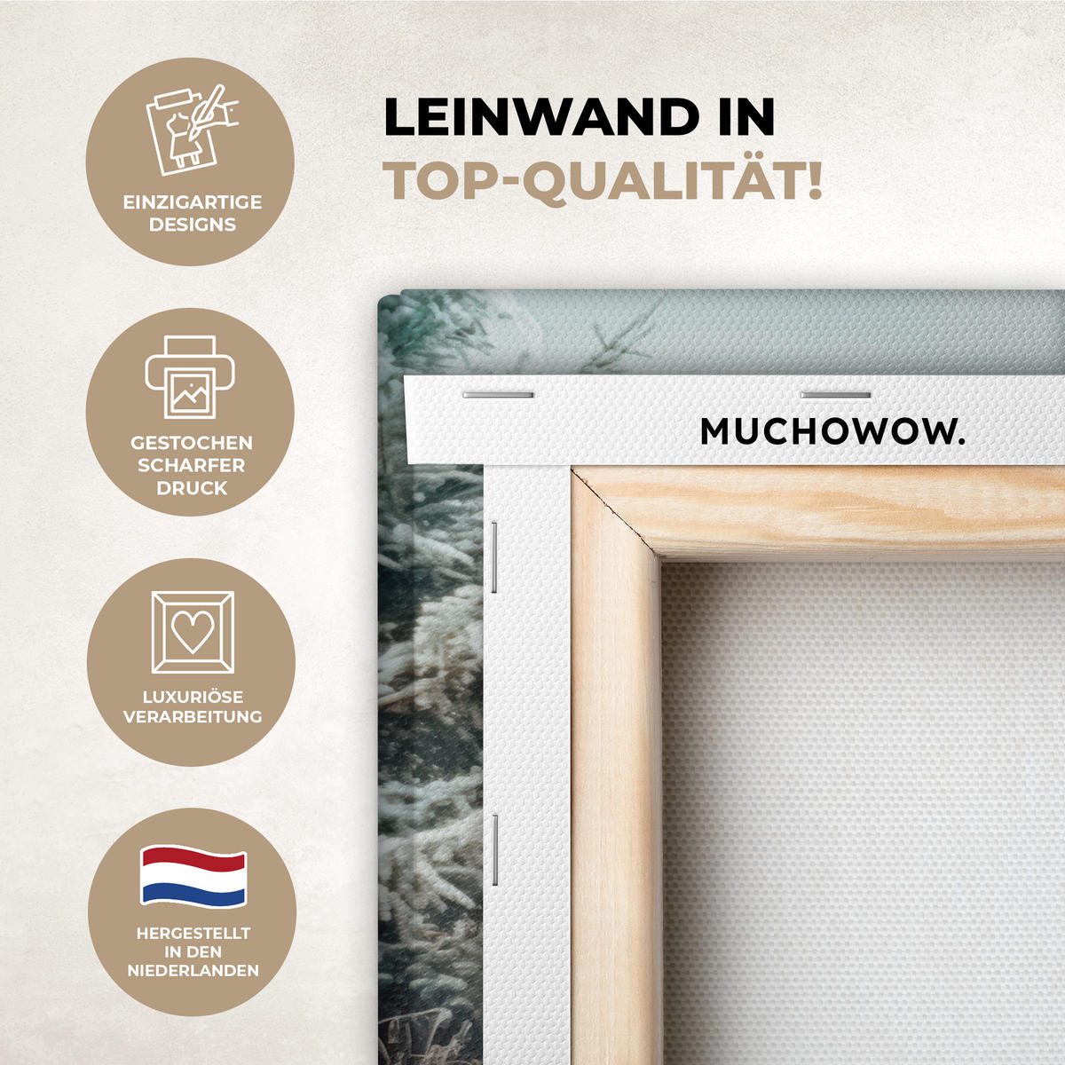 LEINWANDBILD Auto - Rot - Geschenke - Winter - Schnee - Weihnachten 30x20 cm - Rot, Textil (30/20cm) - MuchoWow