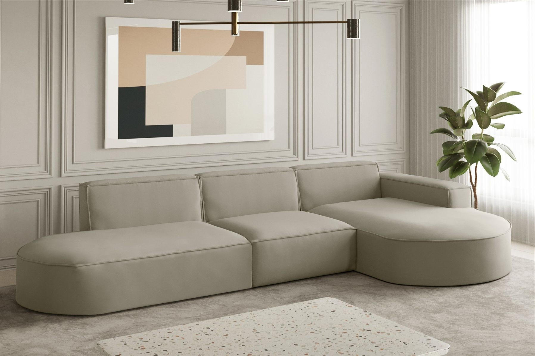 Thumbnail - Fun Möbel Ecksofa, Perlmutt, Textil, L-Form, 296x165 cm, Wohnzimmer, Sofas & Couches, Wohnlandschaften, Ecksofas