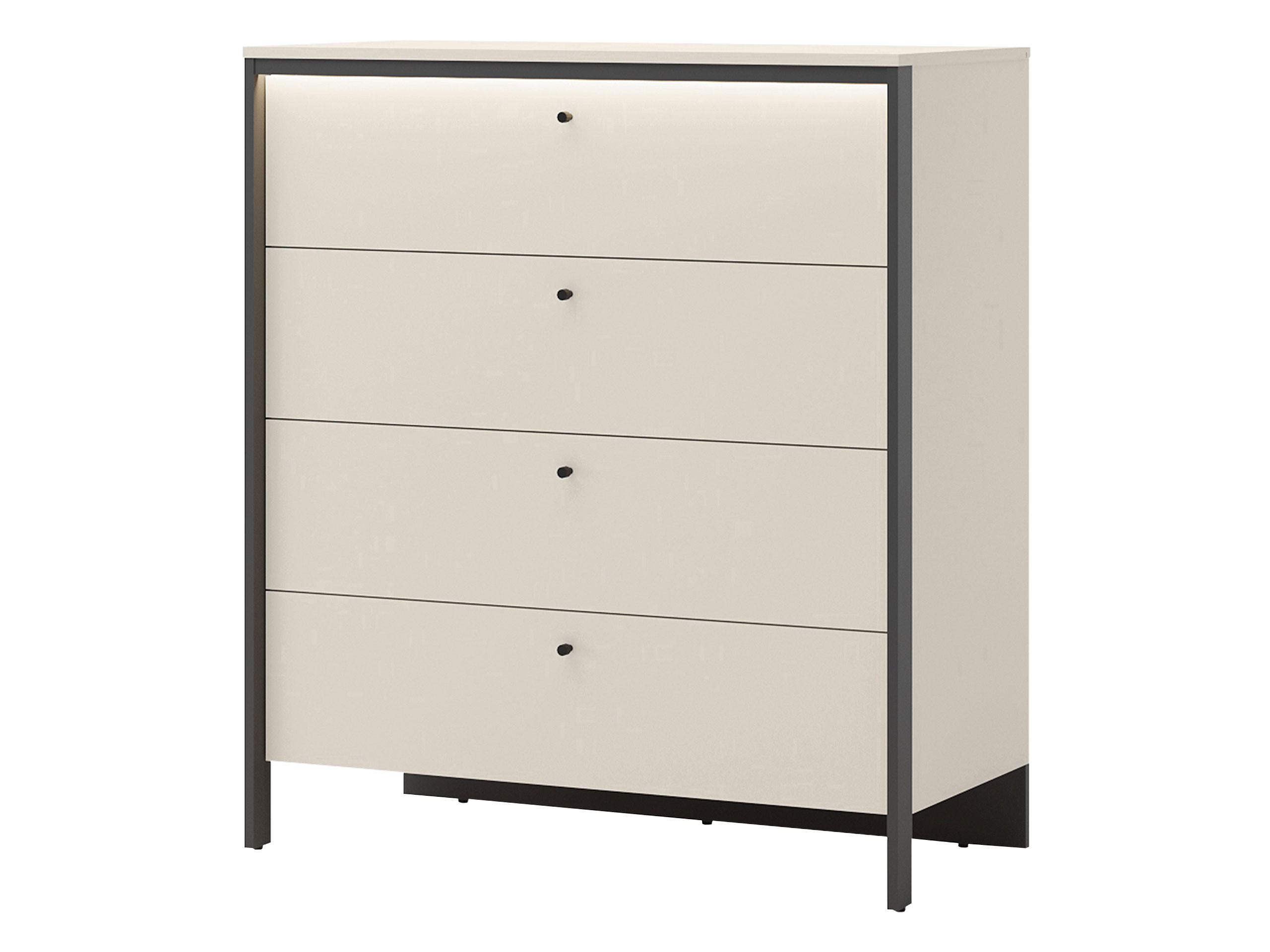 KOMMODE 4S Enna EN-03 - Sandfarben/Schwarz, Holzwerkstoff/Kunststoff (101/115/49cm) - MIRJAN24