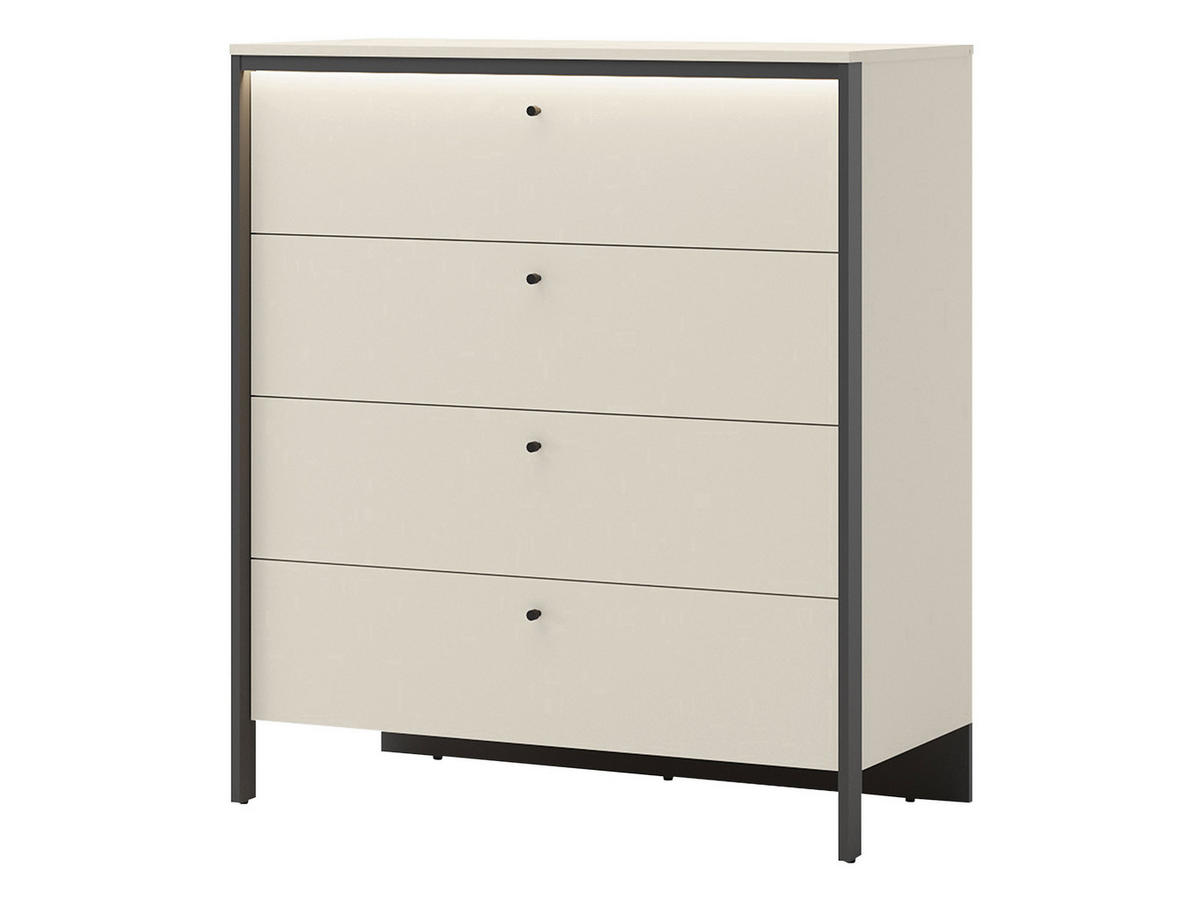 KOMMODE 4S Enna EN-03 - Sandfarben/Schwarz, Holzwerkstoff/Kunststoff (101/115/49cm) - MIRJAN24