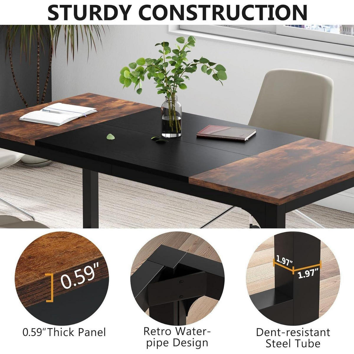 SCHREIBTISCH 160 x 80 cm Rustikales Braun/Schwarz - Multicolor, Holzwerkstoff (80/160/75cm)