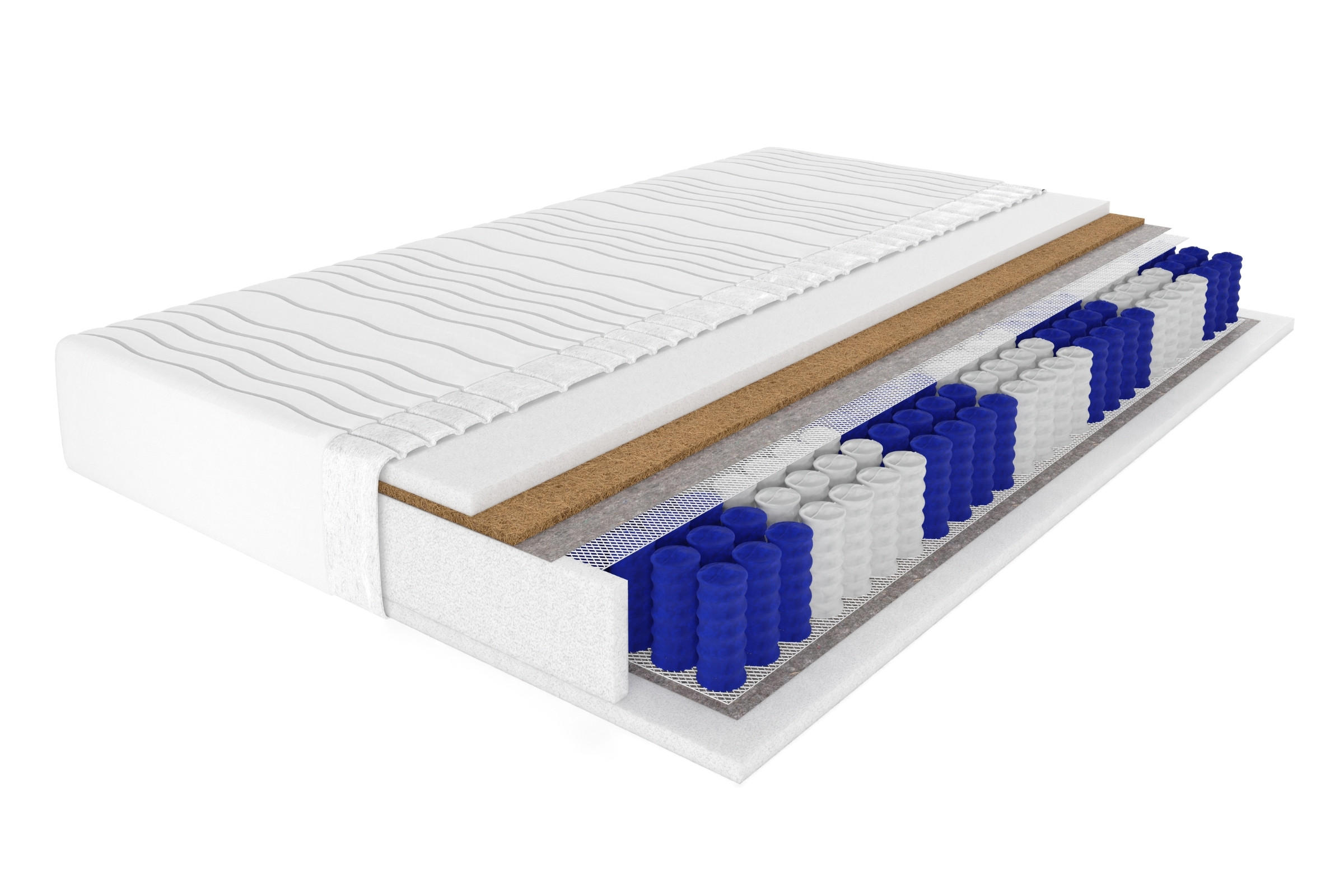 TASCHENFEDERKERNMATRATZE 7 Zonen + KOKOS 160/200 Weiß H4 - Weiß, Textil (160/200cm) - Deine Möbel 24