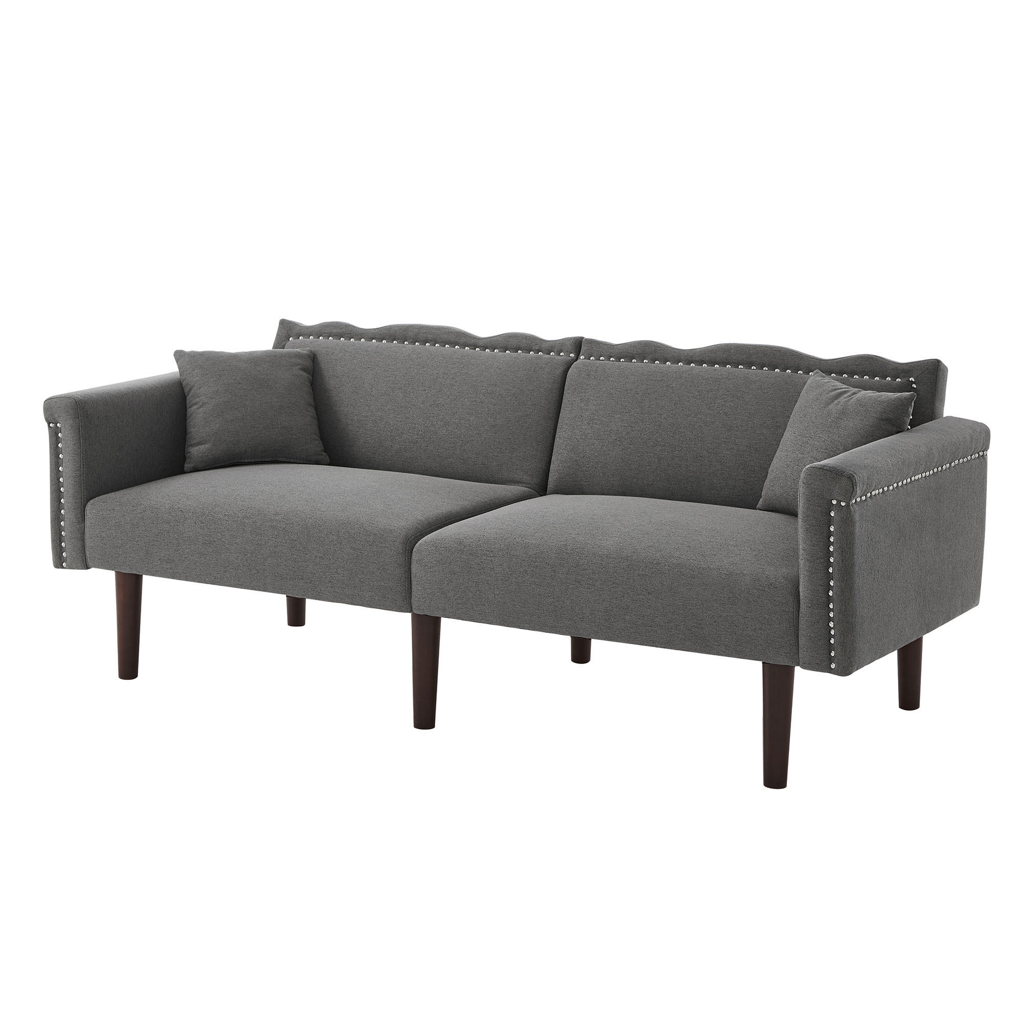 SOFA 2in1 Zweisitzer Liegefunktion Unabhängig Verstellbar Baumwoll-Leinen - Grau, Holz (92.71/19.05/80cm) - FLIEKS