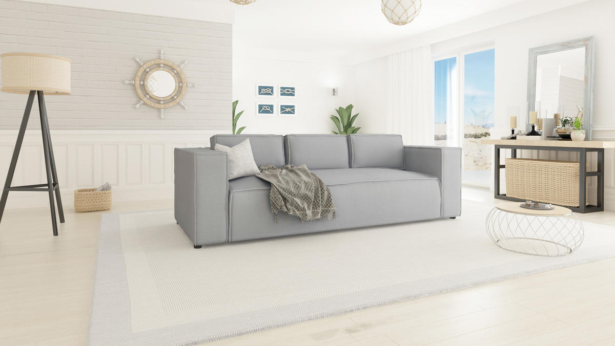 3-SITZER-SOFA Zenith Grau Luxusmicrofaser - Braun/Grau, Holz/Textil (230/64/92cm) - S-Style Möbel