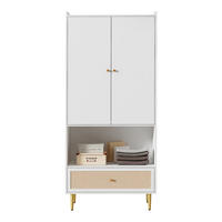 KLEIDERSCHRANK, Spanplatte mit Rattan-Schublade & Kleiderstange, 80/48/175 cm, Weiß/Natur - Weiß, Holzwerkstoff (80/175/48cm) - Redom