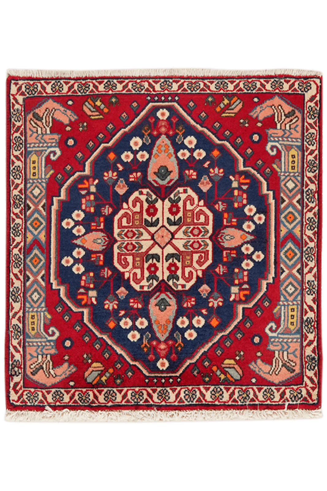 ORIENTTEPPICH handgeknüpft Gashgai Rot, Blau 58/57 cm Schurwolle - Blau/Rot, Textil (57/58cm) - Looma
