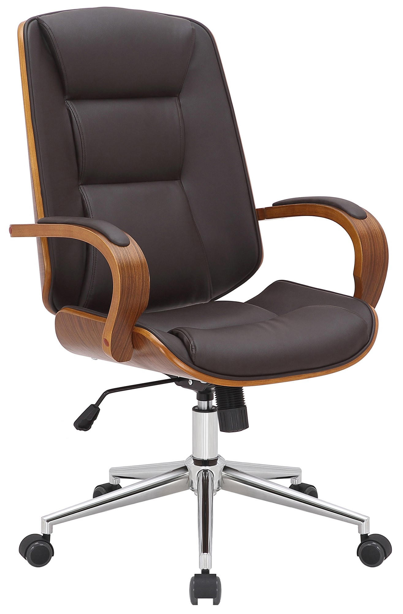 DREHSTUHL Lederlook walnuss/braun - Chromfarben/Walnussfarben, Textil/Metall (60/102/68cm) - CLP