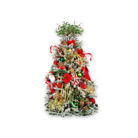 LAALU WEIHNACHTSBAUM geschmückt künstlich mit 87 Ornamenten SANTA CLAUS 150 cm Baum mit Ständer und Weihnachtsornamenten - Rot/Goldfarben, Kunststoff (150cm) - LAALU