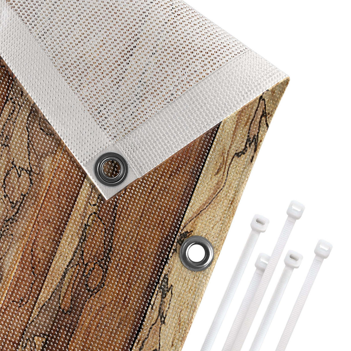 BALKON SICHTSCHUTZ Woody Flamed 500/75 cm - Braun, Kunststoff (500/75cm) - Bilderwelten