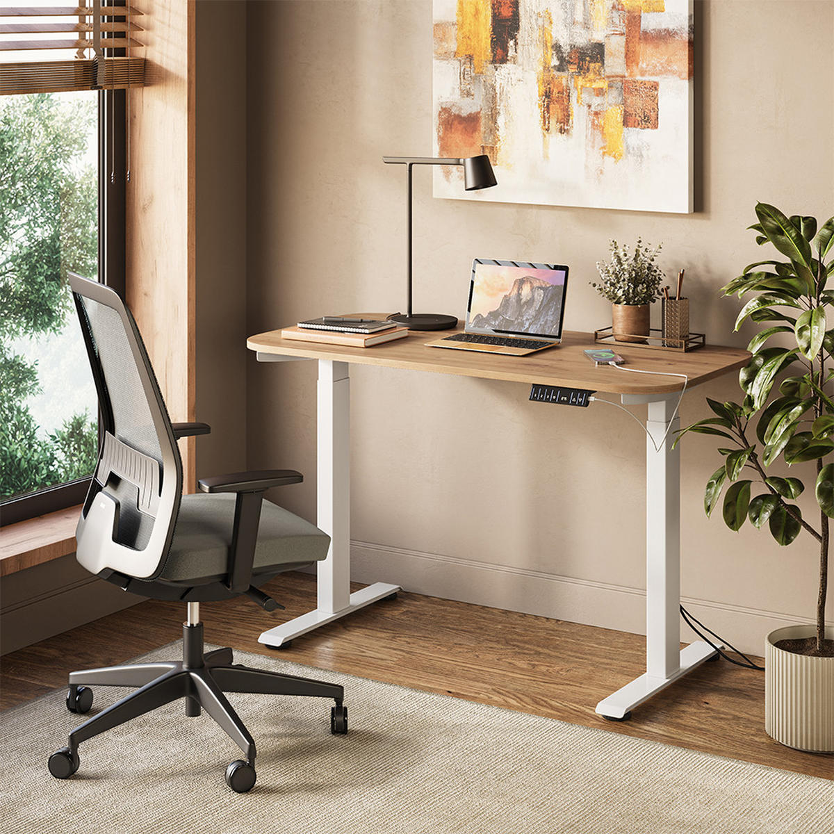 PSACÍ STŮL Elevate Bílá/Artisan - bílá, kompozitní dřevo (60/120/120cm) - Vicco