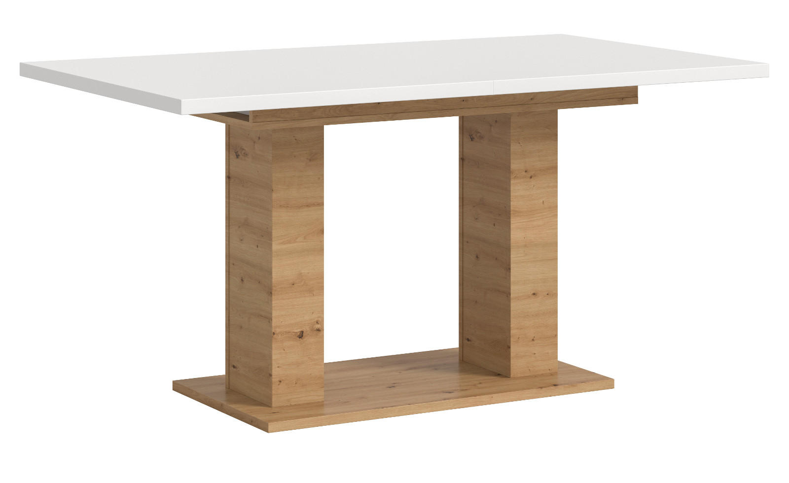 Inn.Furn Esstisch Weiß, Eiche Artisan 90x76x150 cm