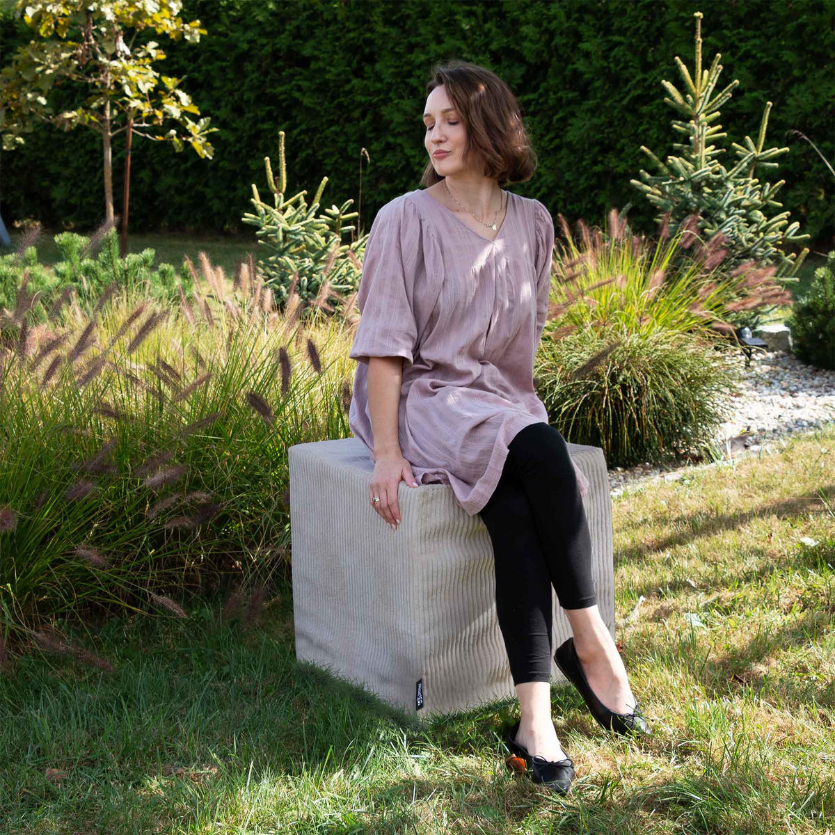 SITZWÜRFEL QUBIK 50/50/50 cm Cord Cool Gray - Hellgrau, Textil (50/50/50cm) - Dreamroots