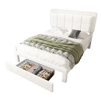 POLSTERBETT 160/200 cm weiß Teddy mit verstellbarem Kopfteil und USB-Anschluss - Weiß, Textil (160/200cm) - OKWISH