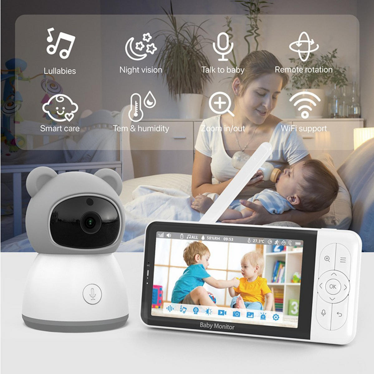 BABYPHONE, EU-Stecker, 2-Megapixel-Auflösung - Weiß, Kunststoff - Authentics