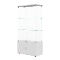 VITRINE Weiß, LED, 4 Türen, 4 Böden, 2 verstellbare Böden - Weiß, Holz (78/164/35cm)