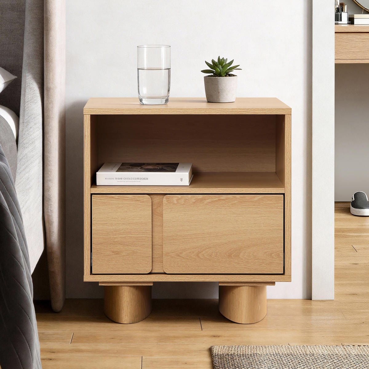 NACHTTISCH | B48 x T39 x H51 cm - Eichefarben, Holzwerkstoff (48/51/39cm) - Hometopia