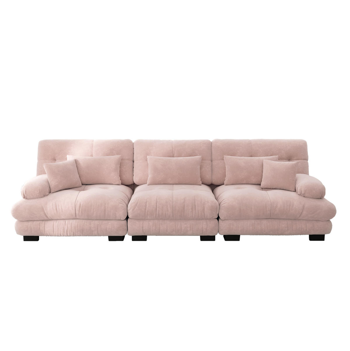 ECKSOFA 313/77/81 cm rosa aus Chenille mit Tiefsitz und modularer Form - Pink, Textil (77/313cm) - OKWISH