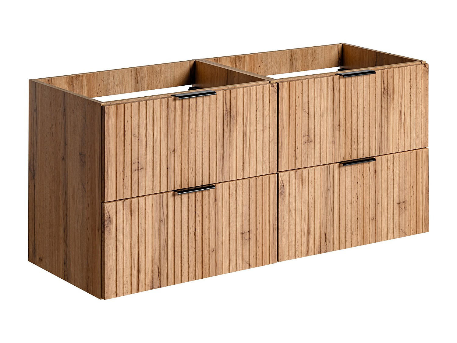 WASCHBECKENUNTERSCHRANK hängend - Streifenoptik - Holzfarben hell - 120 cm - ZEVARA - Naturfarben, Holz (120/57/46cm) - Vente-Unique