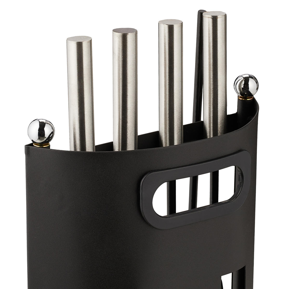 5-TLG.KAMINBESTECK-SET - Schwarz, Metall (22/61/15cm) - Relaxdays