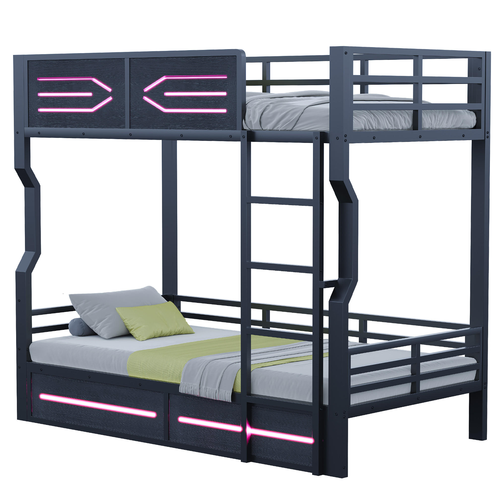HOCHBETT 90x200 Schwarz Metall LED Sicherheitsgitter - Schwarz, Metall (90/200cm) - FLIEKS