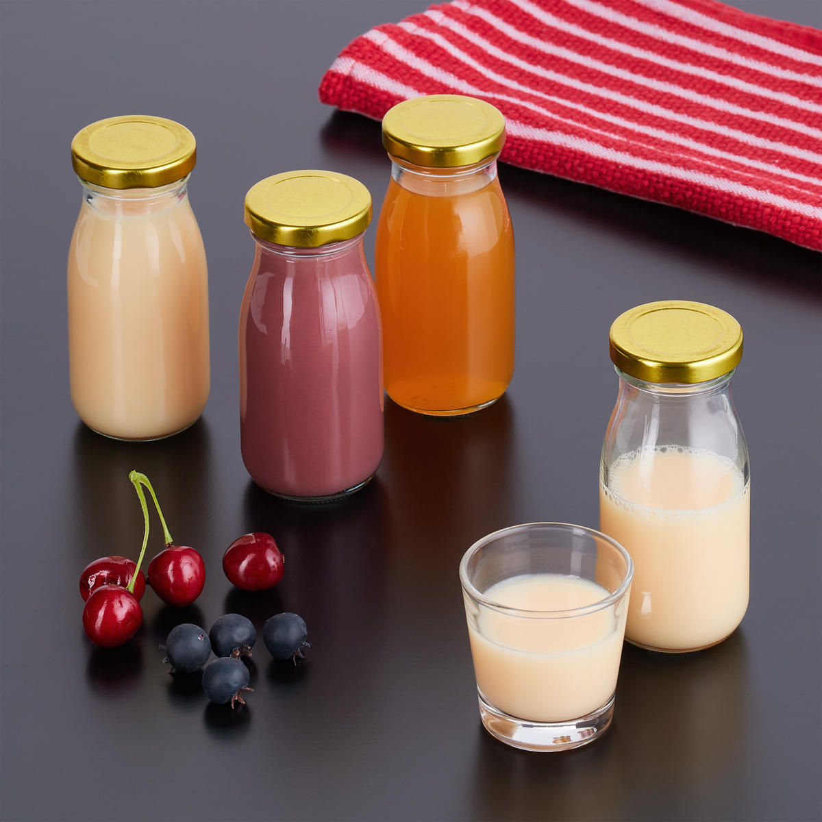 24XFĽAŠE - priehľadné, kov/sklo (0.15L) - Relaxdays