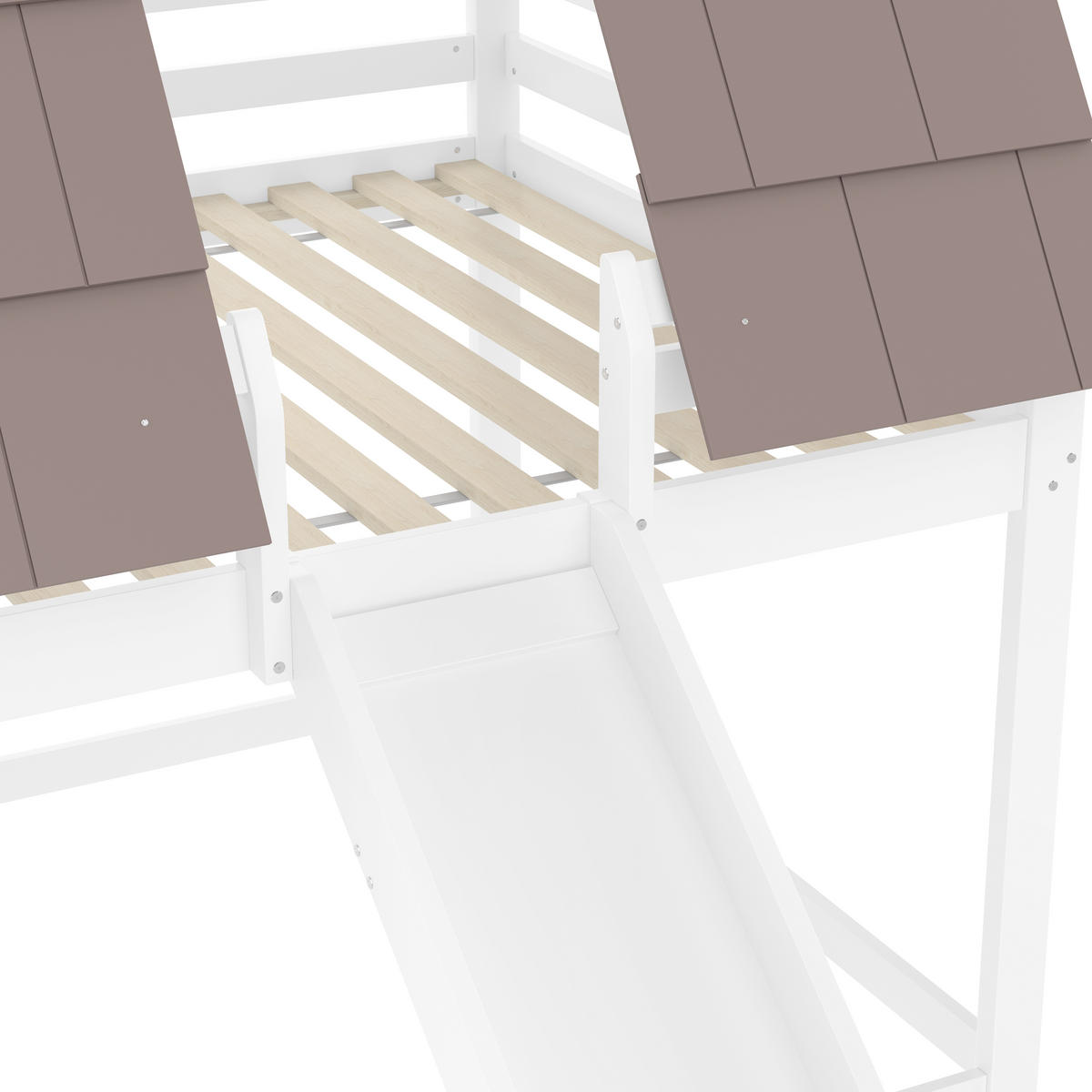 HAUSBETT Holz 140/200 cm Weiß, Braun - Weiß/Braun, Holz - Raumix