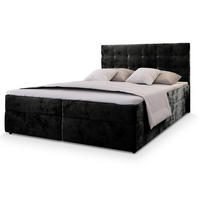 BOXBETT GLOS K 160x200 cm mit Matratze und Topper - Schwarz - Schwarz, Holz (160/200cm) - MASSENO