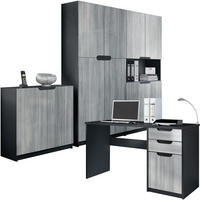 BÜROMÖBELSET Logan Fronten in Avola-Anthrazit - Anthrazit, Holzwerkstoff (246/185/60cm) - Vladon