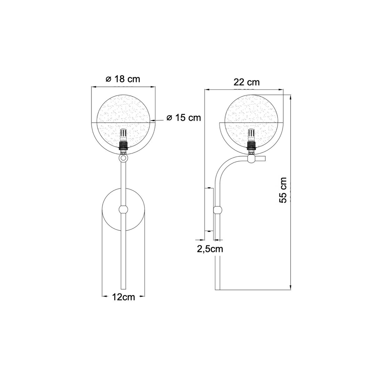 WANDLEUCHTE Vania, Gold / Messing, 55cm - Goldfarben, Glas (18/55/22cm) - KOSILUM