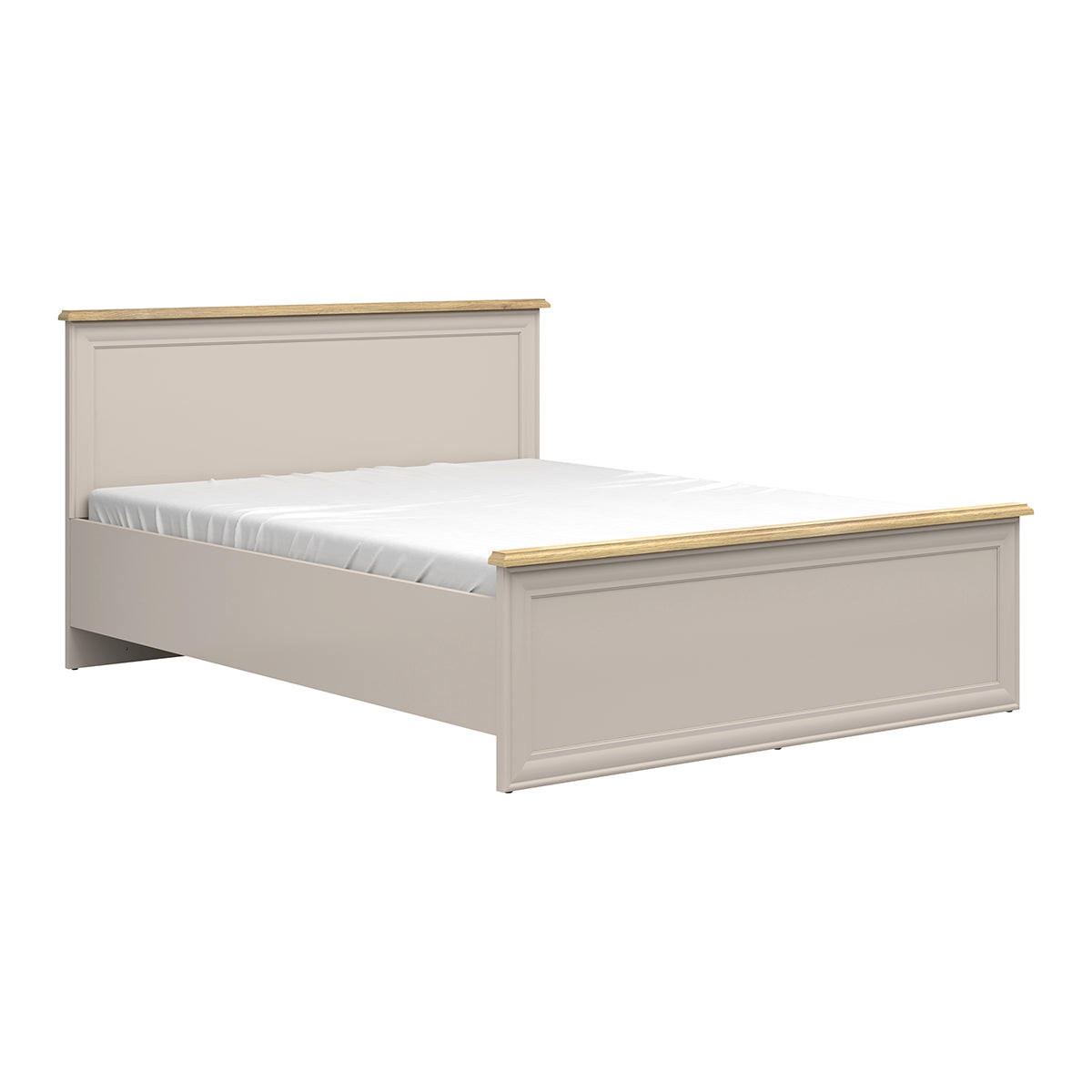 BOXBETT 160/200 Perle Kaschmir und Eichenholz-Optik - Beige, Holzwerkstoff (160/200cm) - Petits-meubles
