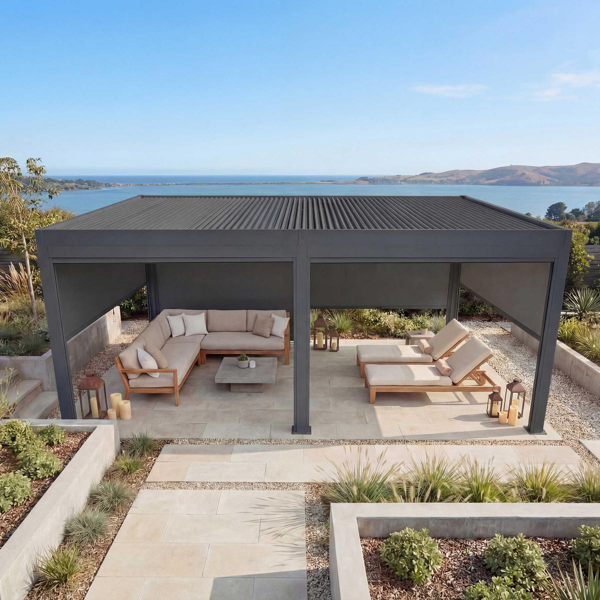 PERGOLA MIT SEITENWAND Anthrazit - Anthrazit, Metall (583/220/301cm) - MCW