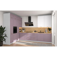 L-FORM KÜCHENZEILE Bari (16-tlg) Weiß / Pastellviolett - Signalweiß - Violett, Holzwerkstoff/Metall (347/243/202cm) - Feldmann-Wohnen