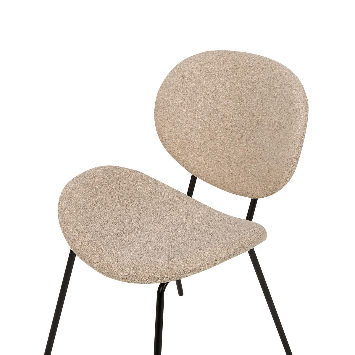 ESSZIMMERSTUHL 2er-Set Bouclé Taupe Luana - Taupe/Schwarz, Textil (42/80/52cm) - Beliani