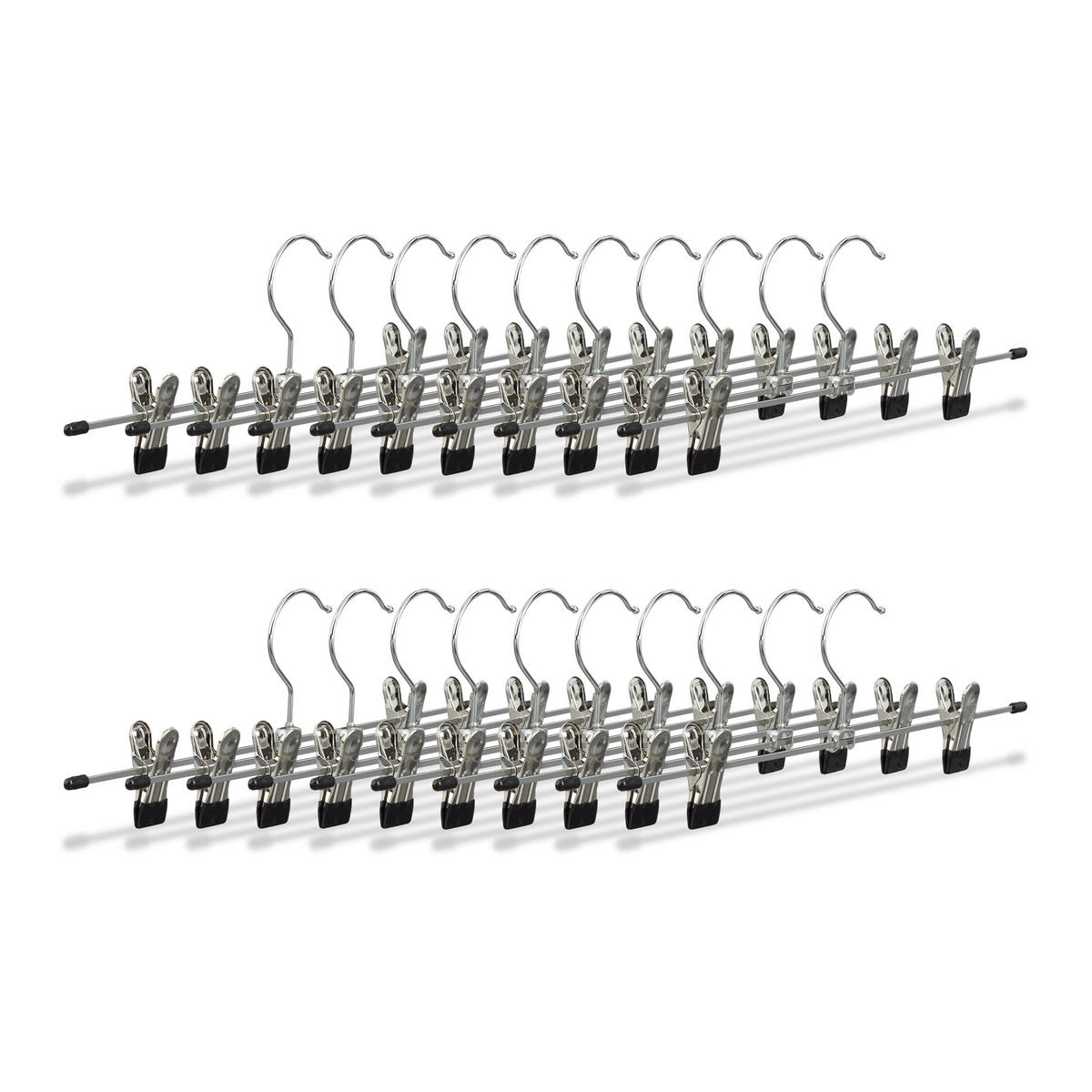 SET obešalnikov za hlače - srebrne barve, kovina/umetna masa (35.5/9/2.5cm) - Relaxdays