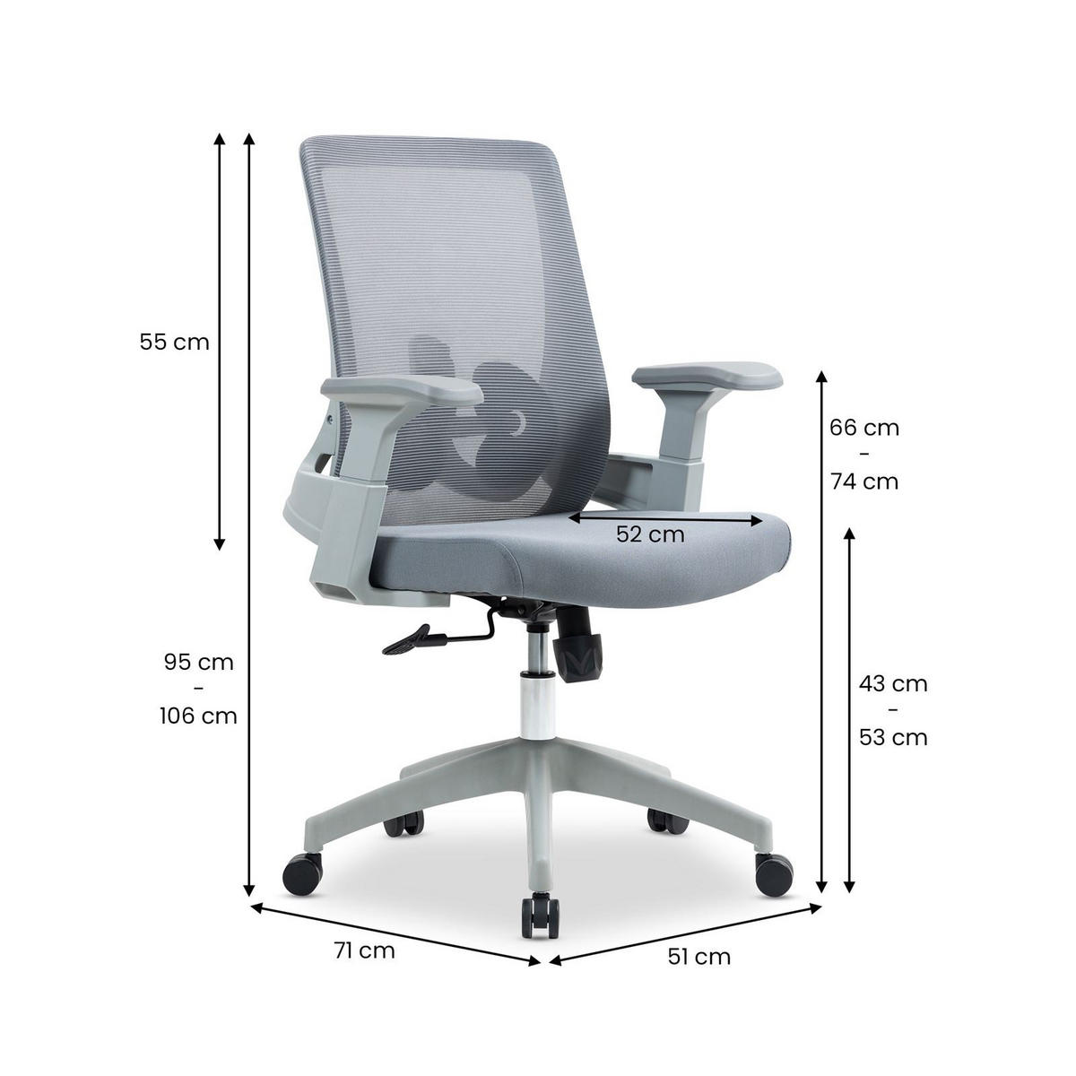 BÜRODREHSTUHL CAPVAL grau - Grau, Kunststoff/Textil (63/108/61cm) - IDIMEX