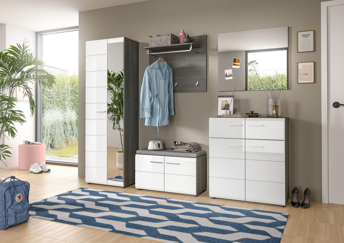 GARDEROBENKOMBINATION Salsa 250x192x37 cm Rauchsilber Weiß 5tlg. - Silberfarben, Holz (250/192/37cm)