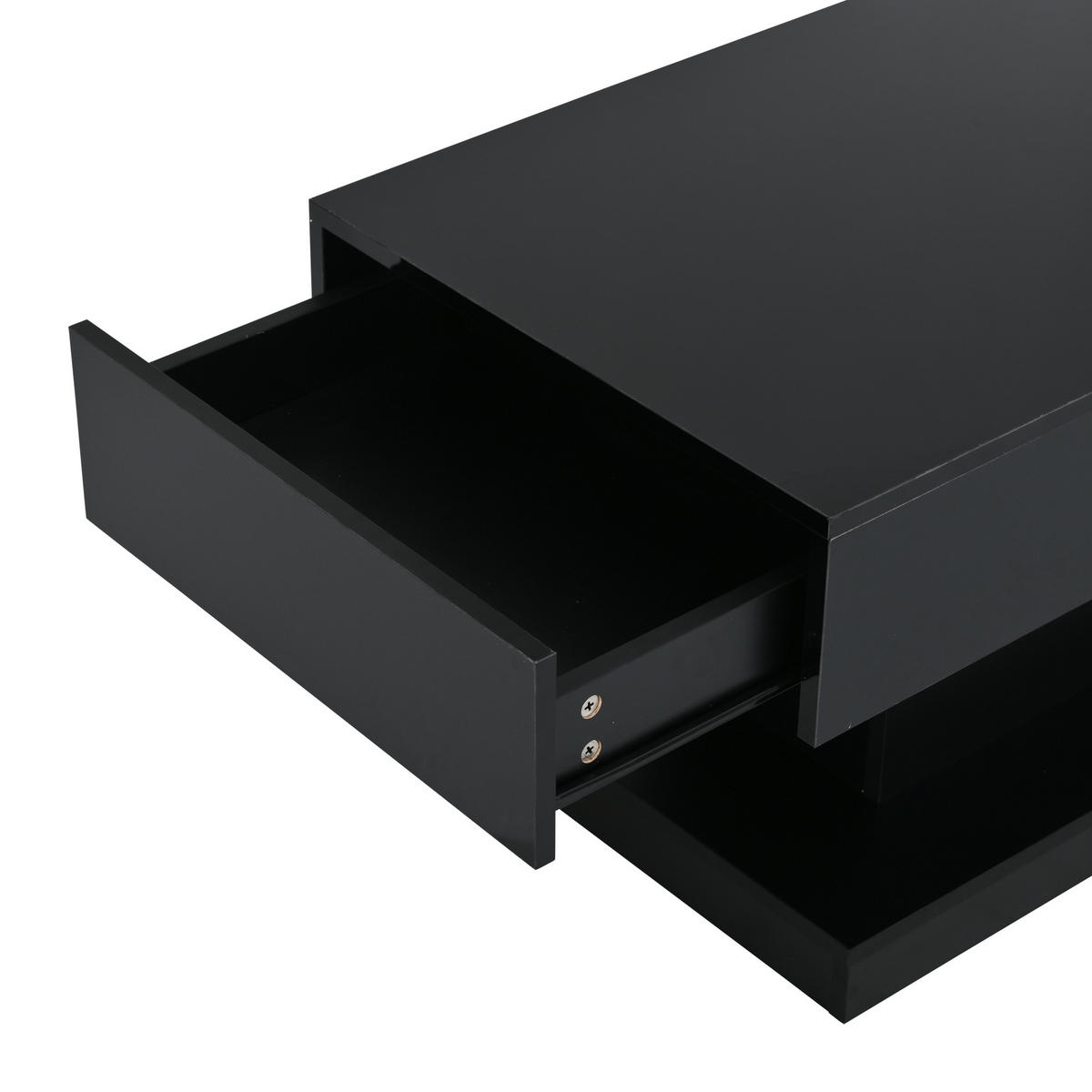 COUCHTISCH 100/50 cm mit 2 Schubladen und LED-Beleuchtung in Schwarz - Schwarz, Holzwerkstoff (100/50/45cm) - BEAOK