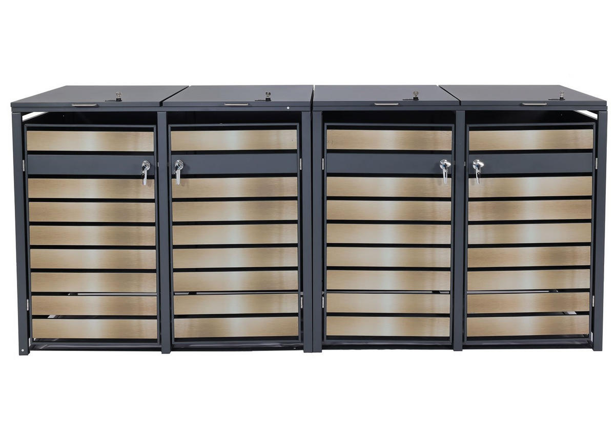 XL MÜLLTONNENVERKLEIDUNG 4ER/8ER Gold - Goldfarben, Metall (284/117/98cm) - MCW