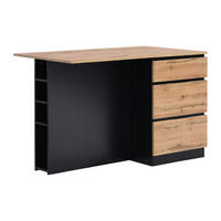 KÜCHENINSEL mit 6 Schubladen & 4 Ablagefächern aus MDF - Holzfarben hell & Schwarz - POMARELA - Schwarz, Holz (140/91/80cm) - Vente-Unique