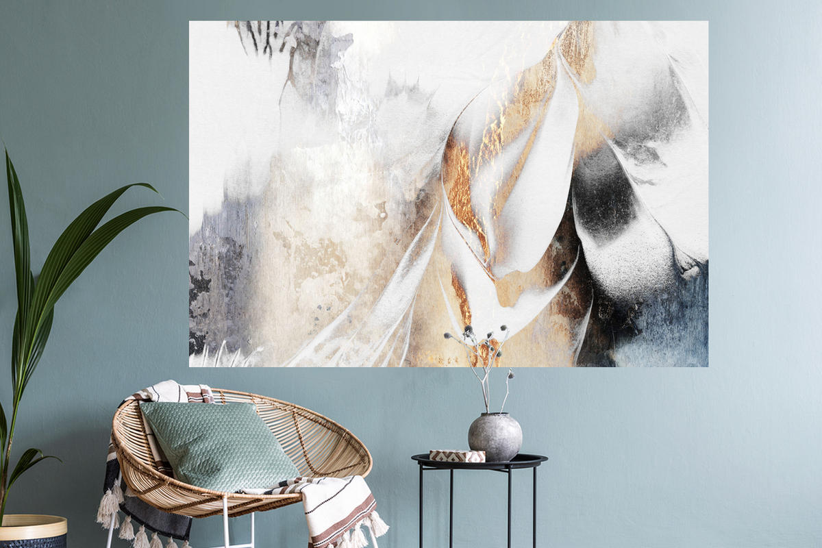 WANDTATTOO Luxus - Abstrakt - Gold - Weiß 120x80 cm - Goldfarben, Kunststoff (120/80/0.1cm) - MuchoWow
